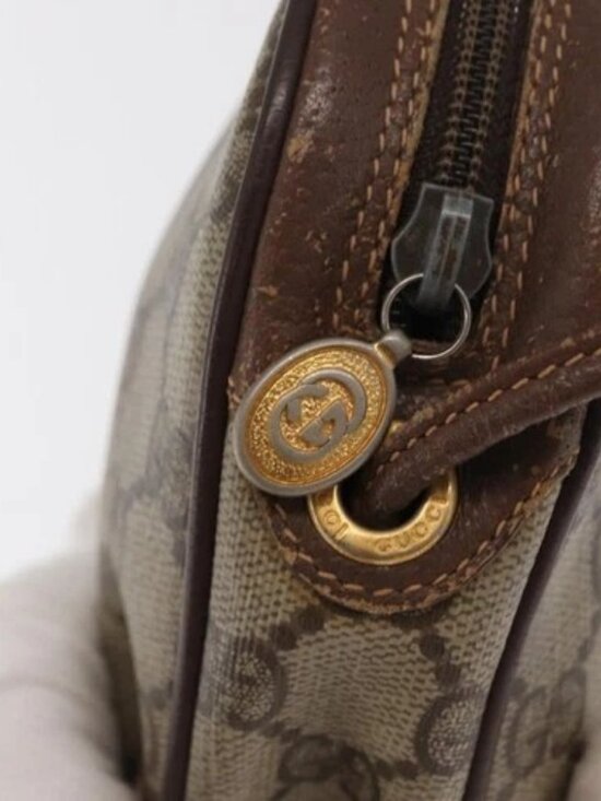 GUCCI GG Supreme Web Sherry Line Bag PVC Beige Gold 156 02 066 Auth BA10344 - Picture 10 of 15